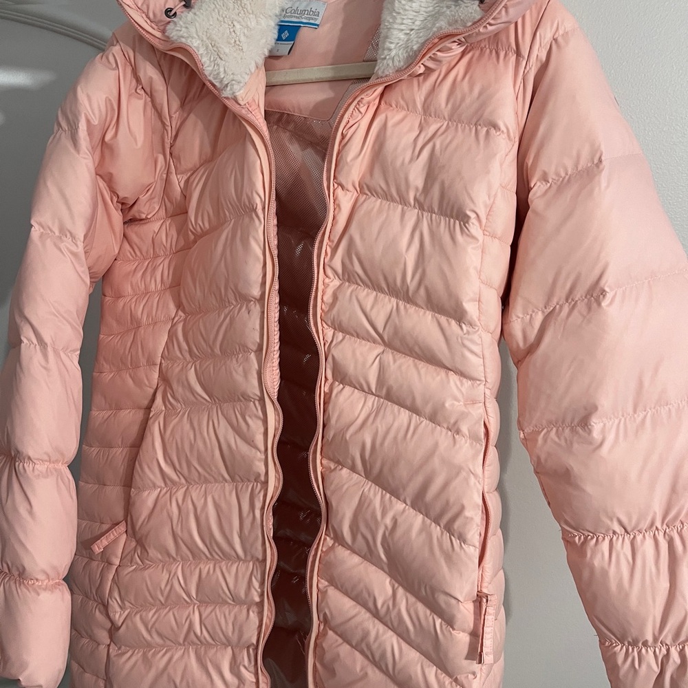 Columbia Omni heat technology coat pink hooded zipper women’s jacket